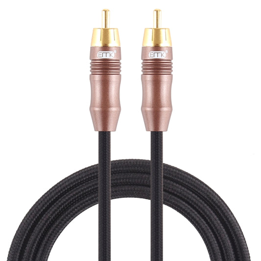 EMK 8mm RCA Male to 6mm RCA Male Gold-plated Plug Cotton Braided Audio Coaxial Cable for Speaker Amplifier Mixer, Length: 2m(Black) - Consumer Electronics by EMK | Online Shopping UK | buy2fix