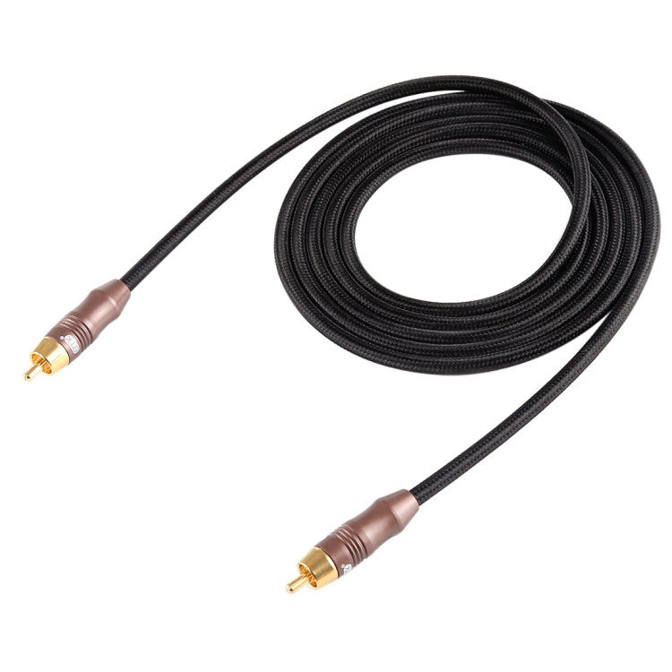EMK 8mm RCA Male to 6mm RCA Male Gold-plated Plug Cotton Braided Audio Coaxial Cable for Speaker Amplifier Mixer, Length: 2m(Black) - Consumer Electronics by EMK | Online Shopping UK | buy2fix