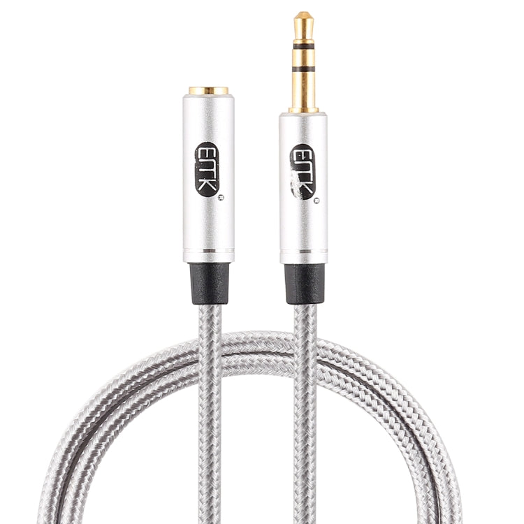 EMK 3.5mm Male to Female Gold-plated Plug Cotton Braided Audio Cable for Speaker / Notebooks / Headphone, Length: 0.5m(Grey) - Microphone Audio Cable & Connector by EMK | Online Shopping UK | buy2fix