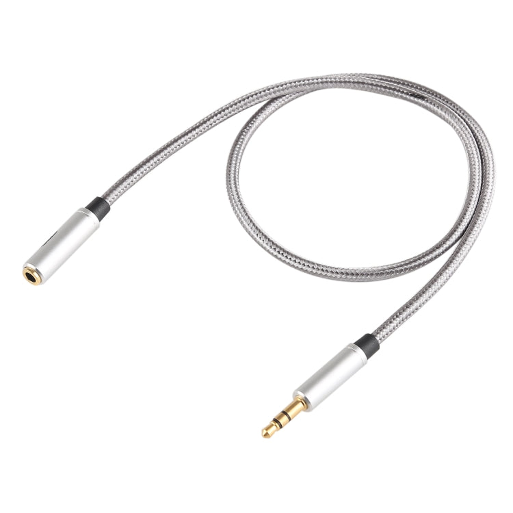 EMK 3.5mm Male to Female Gold-plated Plug Cotton Braided Audio Cable for Speaker / Notebooks / Headphone, Length: 0.5m(Grey) - Microphone Audio Cable & Connector by EMK | Online Shopping UK | buy2fix