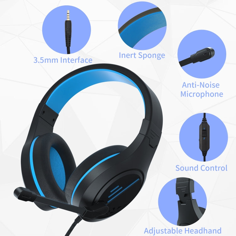 SADES MH601 3.5mm Plug Wire-controlled Noise Reduction E-sports Gaming Headset with Retractable Microphone, Cable Length: 2.2m(Black Blue) - Multimedia Headset by SADES | Online Shopping UK | buy2fix