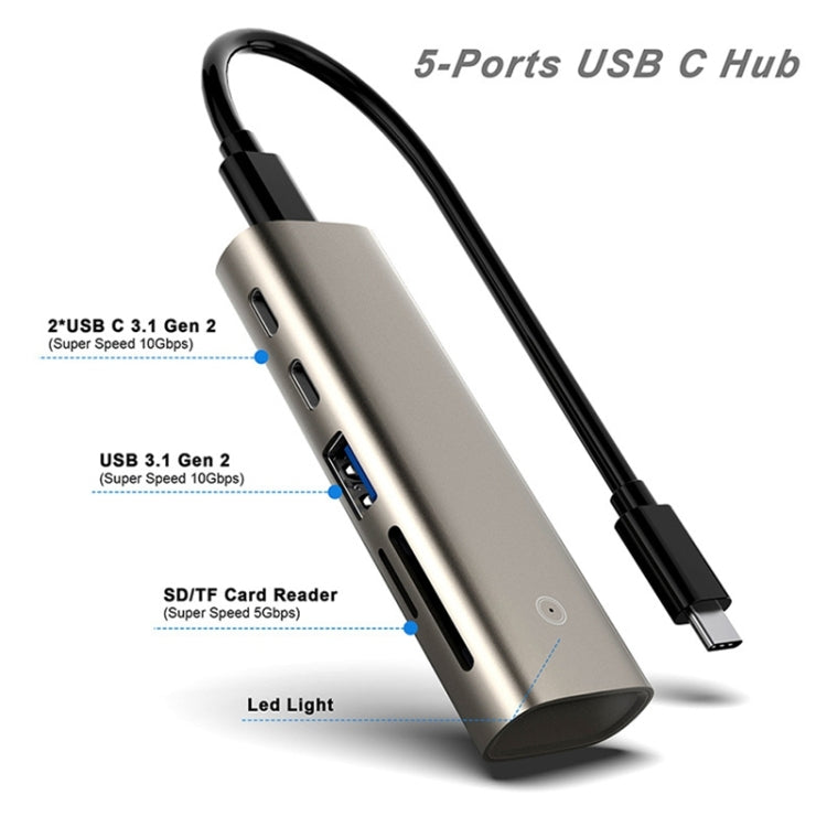 Rocketek HC463 USB3.1 Gen2  to Type-C 3.1 + USB 3.1 + SD / TF 6 in 1 HUB Adapter - USB HUB by ROCKETEK | Online Shopping UK | buy2fix