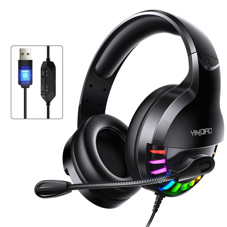 YINDIAO Q2 Head-mounted Wired Gaming Headset with Microphone, Version: Single USB Sound Card(Black) - Multimedia Headset by YINDIAO | Online Shopping UK | buy2fix