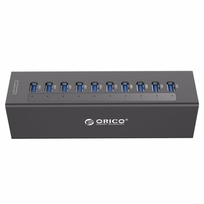 ORICO A3H10 Aluminum High Speed 10 Ports USB 3.0 HUB with Power Adapter for Laptops(Black) - USB 3.0 HUB by ORICO | Online Shopping UK | buy2fix