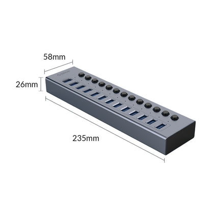 ORICO BT2U3-13AB-GY-BP Multi-Ports Individual Switches HUB, EU Plug - USB 3.0 HUB by ORICO | Online Shopping UK | buy2fix