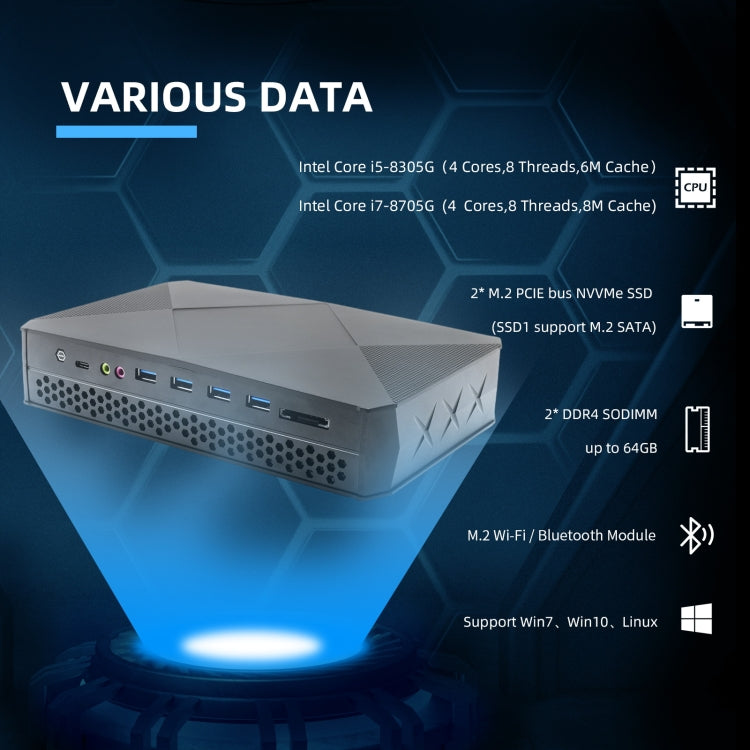 HYSTOU F9 Windows 10 / Linux System Gaming Mini PC, Intel Core i7-8705G 4 Core 8M Cache up to 4.20GHz, 32GB RAM+ 512GB SSD, AU Plug - Windows Mini PCs by HYSTOU | Online Shopping UK | buy2fix