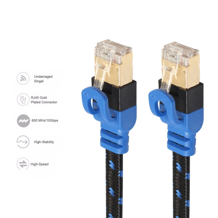 REXLIS CAT7-2 Gold-plated CAT7 Flat Ethernet 10 Gigabit Two-color Braided Network LAN Cable for Modem Router LAN Network, with Shielded RJ45 Connectors, Length: 10m - Lan Cable and Tools by REXLIS | Online Shopping UK | buy2fix