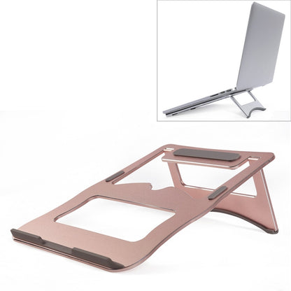 Aluminum Alloy Cooling Holder Desktop Portable Simple Laptop Bracket, Two-stage Support, Size: 21x26cm (Rose Gold) - Laptop Stand by buy2fix | Online Shopping UK | buy2fix