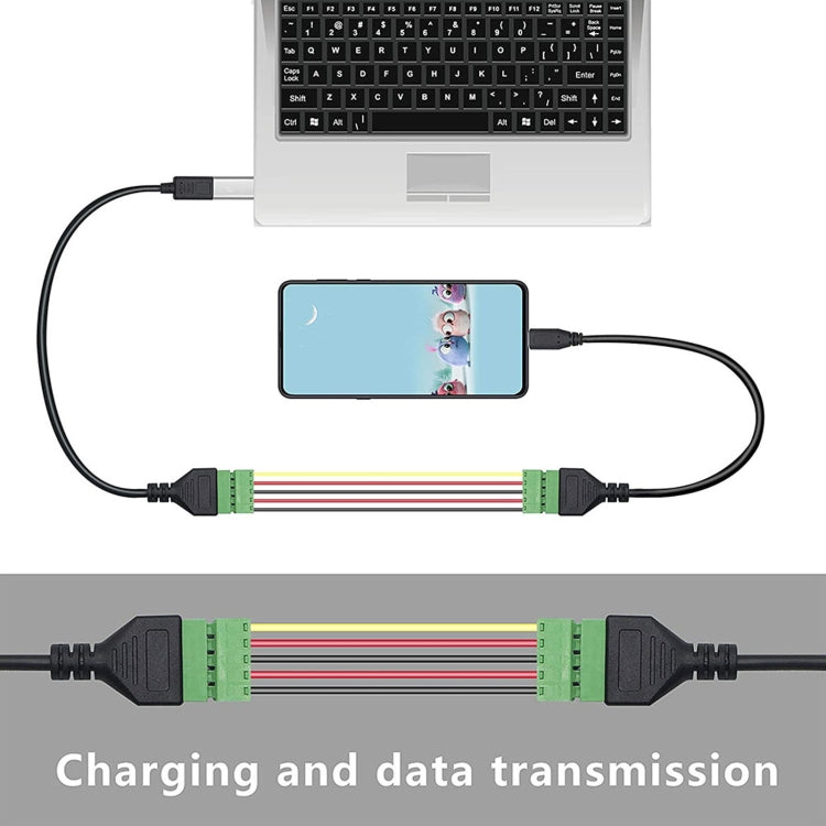 U-shaped Elbow USB-C / Type-C Male to 5 Pin Green Pluggable Terminal Solder-free Connector Cable - Computer & Networking by buy2fix | Online Shopping UK | buy2fix