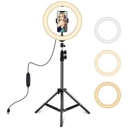 PULUZ 10.2 inch 26cm LED Ring Light  + 1.1m Tripod Mount Vlogging Video Light  Live Broadcast Kits - Ring Light by PULUZ | Online Shopping UK | buy2fix