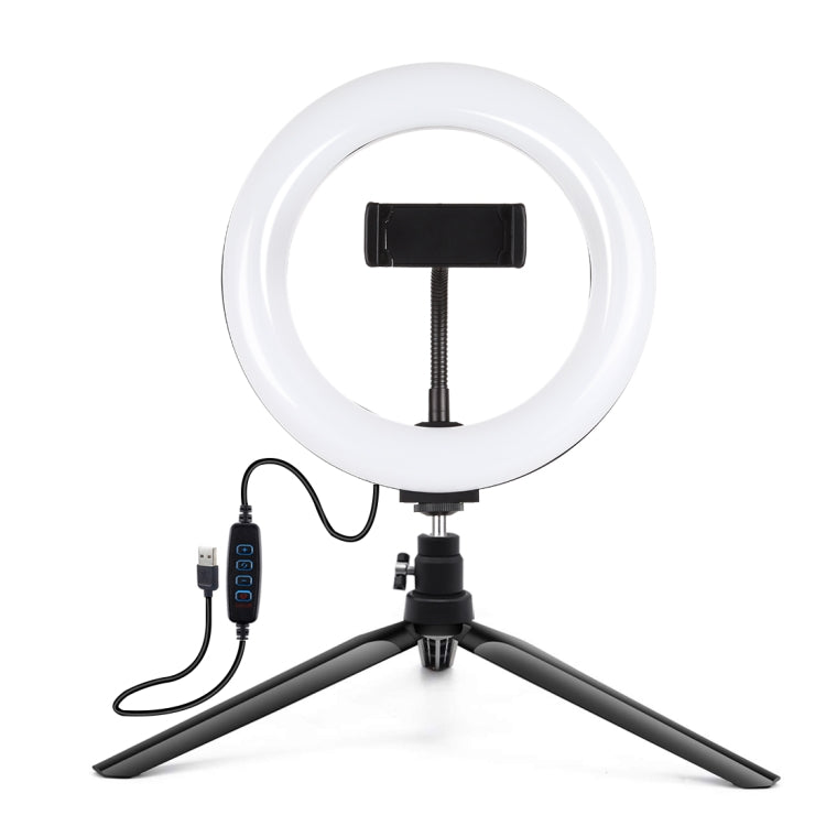 PULUZ 7.9 inch 20cm Light + Desktop Tripod Mount USB 3 Modes Dimmable Dual Color Temperature LED Curved Light Ring Vlogging Selfie Beauty Photography Video Lights with Phone Clamp(Black) - Ring Light by PULUZ | Online Shopping UK | buy2fix