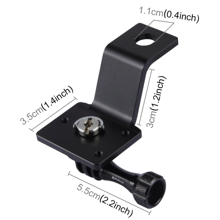 PULUZ Aluminum Alloy Motorcycle Fixed Holder Mount with Tripod Adapter & Screw for GoPro, Insta360, DJI and Other Action Cameras(Black) - Holder by PULUZ | Online Shopping UK | buy2fix