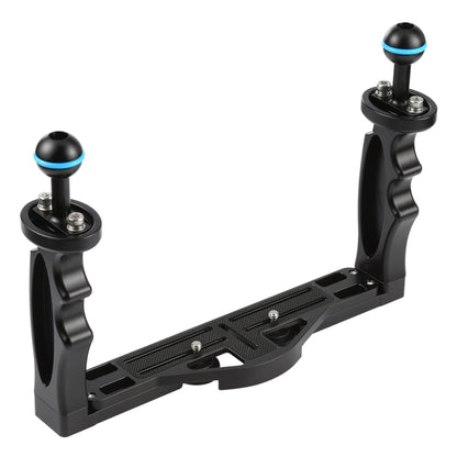 PULUZ Dual Handles Aluminium Alloy Tray Stabilizer for Underwater Camera Housings(Black) - Camera Accessories by PULUZ | Online Shopping UK | buy2fix