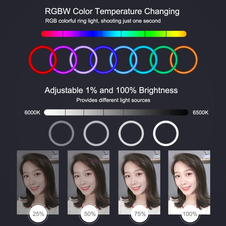 PULUZ 11.8 inch 30cm RGB Dimmable LED Ring Vlogging Selfie Photography Video Lights with Cold Shoe Tripod Ball Head & Phone Clamp (Pink)(US Plug) - Ring Light by PULUZ | Online Shopping UK | buy2fix