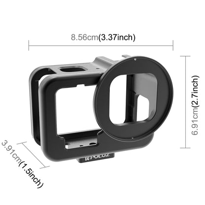 For GoPro HERO13 Black /12 Black /11 Black /10 Black /9 Black PULUZ Thin Housing Shell CNC Aluminum Alloy Protective Cage with Insurance Frame & 52mm UV Lens(Black) - Metal Cases by PULUZ | Online Shopping UK | buy2fix