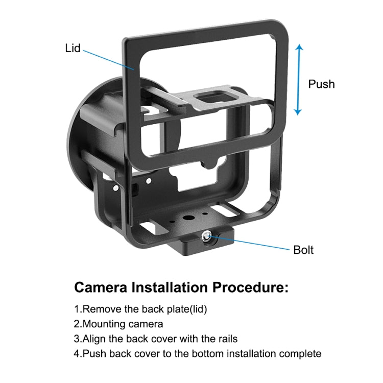 For GoPro HERO13 Black /12 Black /11 Black /10 Black /9 Black PULUZ Thin Housing Shell CNC Aluminum Alloy Protective Cage with Insurance Frame & 52mm UV Lens(Black) - Metal Cases by PULUZ | Online Shopping UK | buy2fix