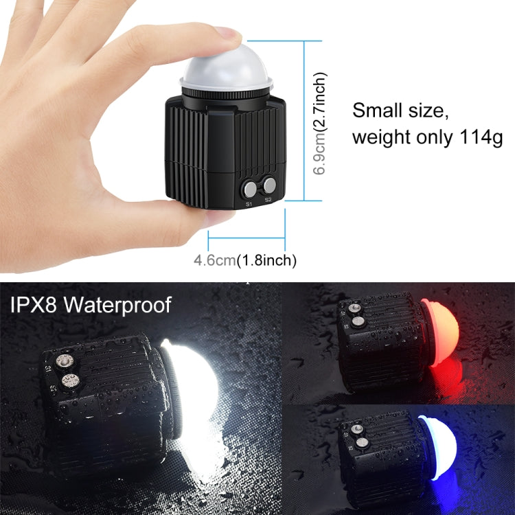 PULUZ 60m Underwater LED Photography Fill Light 7.4V/1100mAh Diving Light for GoPro Hero11 Black / HERO10 Black / HERO9 Black /HERO8 / HERO7 /6 /5 /5 Session /4 Session /4 /3+ /3 /2 /1, Insta360 ONE R, DJI Osmo Action and Other Action Cameras(Black) - DJI & GoPro Accessories by PULUZ | Online Shopping UK | buy2fix