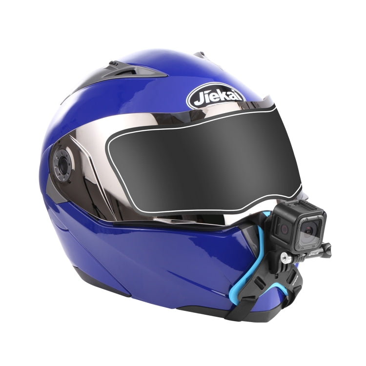 PULUZ Motorcycle Helmet Chin Strap Mount for GoPro, DJI Osmo Action and Other Action Cameras(Blue) - DJI & GoPro Accessories by PULUZ | Online Shopping UK | buy2fix