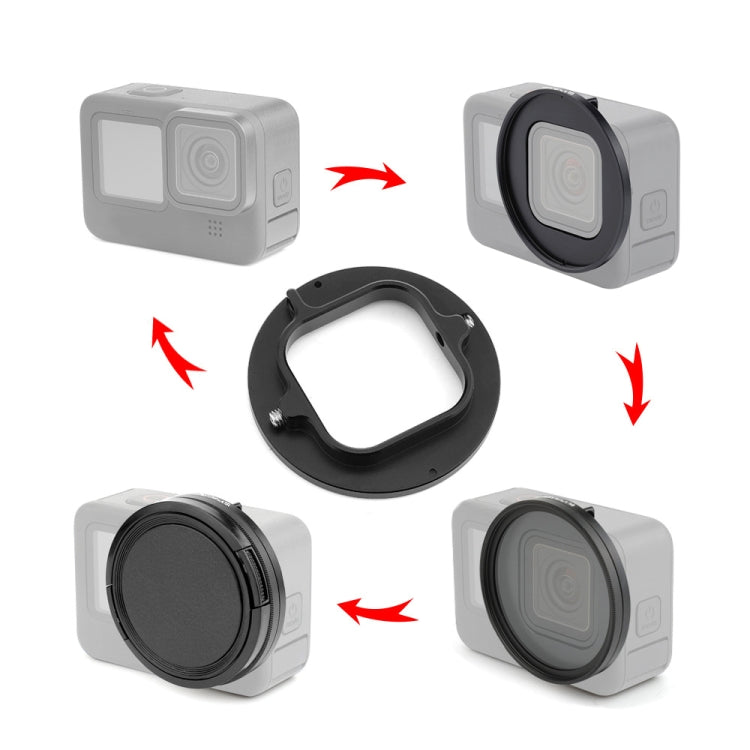 PULUZ 52mm CPL + UV Lens Filter with Adapter Ring for GoPro Hero11 Black / HERO10 Black / HERO9 Black(Black) - DJI & GoPro Accessories by PULUZ | Online Shopping UK | buy2fix