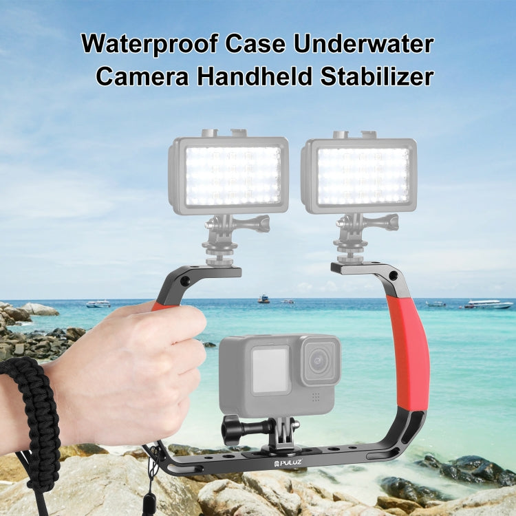 PULUZ Dual Silicone Handles Aluminium Alloy Underwater Diving Rig for GoPro, Other Action Cameras and  Smartphones (Red) - Diving Accessories by PULUZ | Online Shopping UK | buy2fix