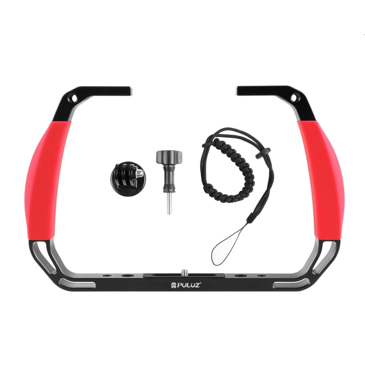 PULUZ Dual Silicone Handles Aluminium Alloy Underwater Diving Rig for GoPro, Other Action Cameras and  Smartphones (Red) - Diving Accessories by PULUZ | Online Shopping UK | buy2fix