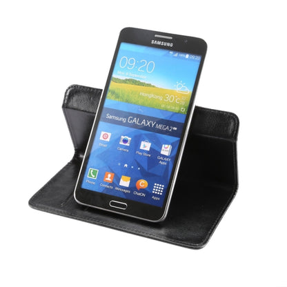 5.5-6.3 Inch Universal Crazy Horse Texture 360 Degree Rotating Carry Case with Holder & Card Slot for Galaxy Mega 6.3 / i9200(Black) -  by buy2fix | Online Shopping UK | buy2fix