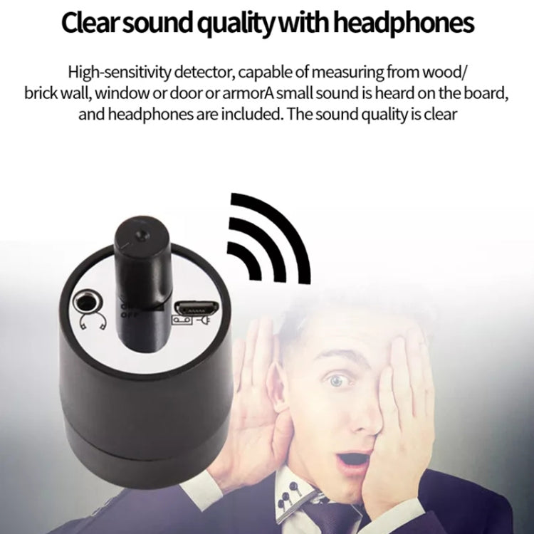 Powerful Audio Wiretap Listen Device Fold Ear Amplifier Wall Door Eavesdropping Surveillance with Earphone(Black) - Security by buy2fix | Online Shopping UK | buy2fix