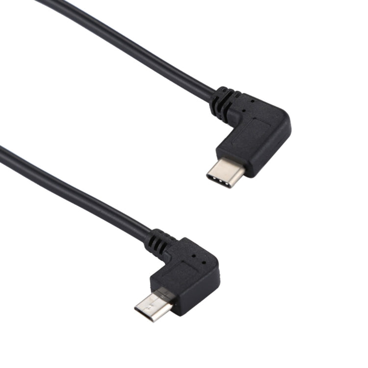 USB-C / Type-C Male Elbow to Micro USB Male Elbow Adapter Cable, Total Length: about 25cm, For Samsung, Huawei, Xiaomi, HTC, Meizu, Sony and other Smartphones - USB-C & Type-C Cable by buy2fix | Online Shopping UK | buy2fix