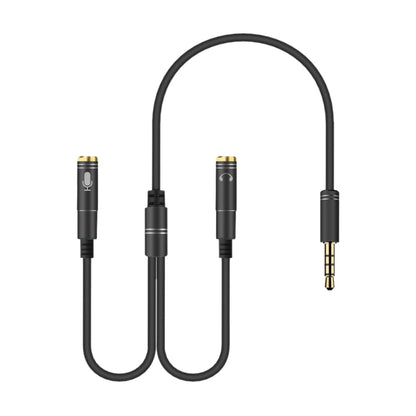 2 in 1 3.5mm Male to Double 3.5mm Female TPE High-elastic Audio Cable Splitter, Cable Length: 32cm(Black) - Cable & Splitter by buy2fix | Online Shopping UK | buy2fix