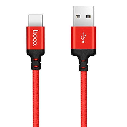 hoco X14 2m Nylon Braided Aluminium Alloy USB-C / Type-C to USB Data Sync Charging Cable(Red) - USB-C & Type-C Cable by hoco | Online Shopping UK | buy2fix