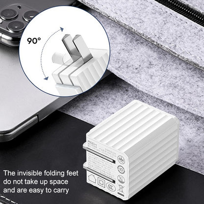 ROCK T69 Dual Port PD20W Mini Travel Folding Foot Charger, CN Plug(White) - Mobile Accessories by ROCK | Online Shopping UK | buy2fix