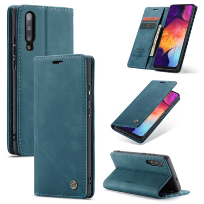 CaseMe-013 Multifunctional Retro Frosted Horizontal Flip Leather Case for Galaxy A30S / A50S / A50, with Card Slot & Holder & Zipper Wallet & Photo Frame(Blue) - Galaxy Phone Cases by CaseMe | Online Shopping UK | buy2fix