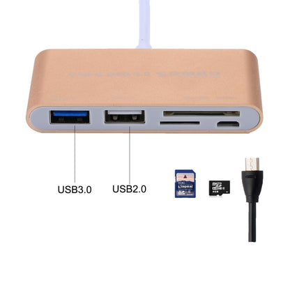 5 in 1 Micro SD + SD + USB 3.0 + USB 2.0 + Micro USB Port to USB-C / Type-C OTG COMBO Adapter Card Reader for Tablet, Smartphone, PC(Gold) - Computer & Networking by buy2fix | Online Shopping UK | buy2fix