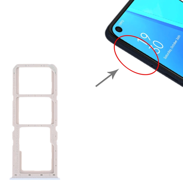 For OPPO A52 4G SIM Card Tray + SIM Card Tray + Micro SD Card Tray (White) - Card Socket by buy2fix | Online Shopping UK | buy2fix