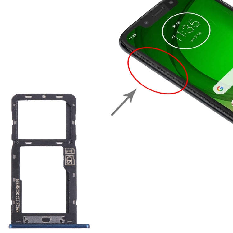 For Motorola Moto G7 Power SIM Card Tray + Micro SD Card Tray (Blue) - Card Socket by buy2fix | Online Shopping UK | buy2fix