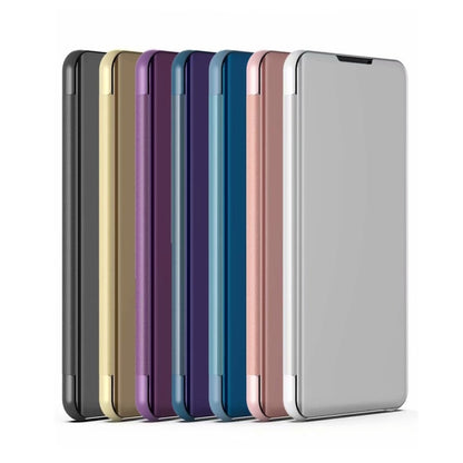 For Samsung Galaxy A21S Plated Mirror Horizontal Flip Leather Case with Holder(Gold) - Samsung Accessories by buy2fix | Online Shopping UK | buy2fix