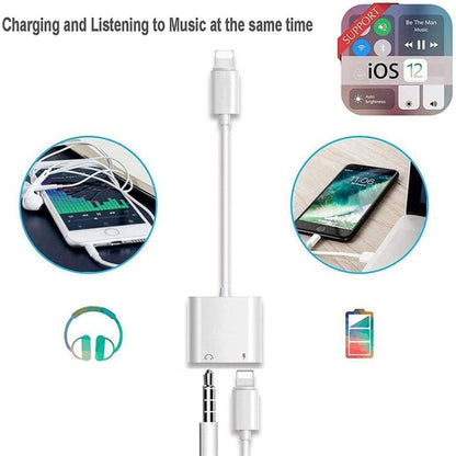 ZS-KL21804 2 in 1 8 Pin to 3.5mm Audio + 8 Pin Charging Interface, Earphone Adapter, Suitable for All IOS Systems - Earphone Adapter by buy2fix | Online Shopping UK | buy2fix