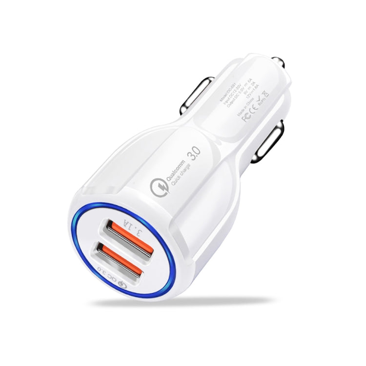 Qc3.0 Dual USB 6A Vehicle Fast Charger / Mobile Phone Tablet Fast Charging(White) - Car Charger by buy2fix | Online Shopping UK | buy2fix