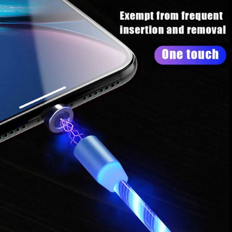 2 in 1 USB to Type-C / USB-C + Micro USB Magnetic Absorption Colorful Streamer Charging Cable, Length: 1m(Blue Light) - Mobile Accessories by buy2fix | Online Shopping UK | buy2fix