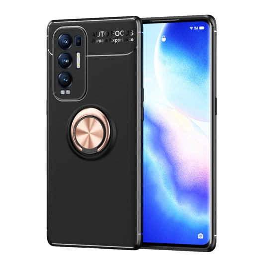 For OPPO Reno5 Pro+ Metal Ring Holder 360 Degree Rotating TPU Case(Black+Rose Gold) - OPPO Cases by buy2fix | Online Shopping UK | buy2fix