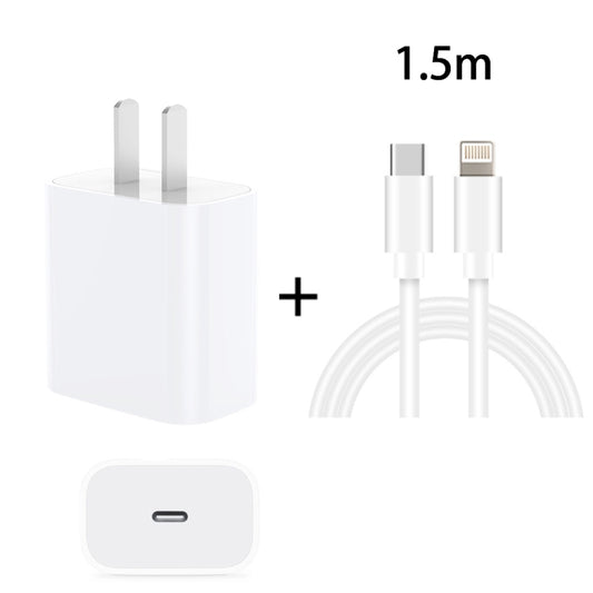 PD 20W Single USB-C / Type-C Port Travel Charger + 3A PD3.0 USB-C / Type-C to 8 Pin Fast Charge Data Cable Set, US Plug 1.5m - Apple Accessories by buy2fix | Online Shopping UK | buy2fix