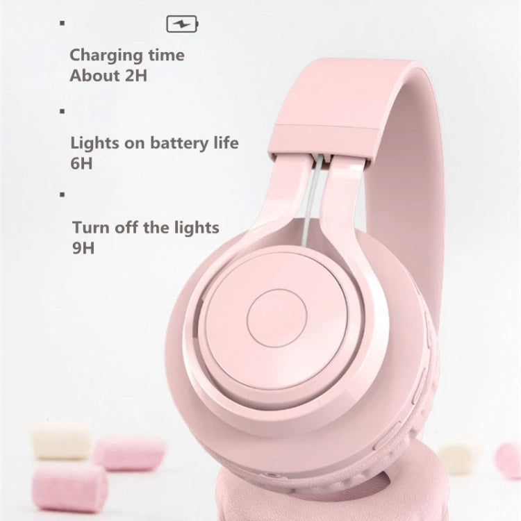 BT06C Cute Wireless Bluetooth 5.0 Headset for Children with Microphone LED Light Suppport Aux-in(Apricot) - Headset & Headphone by buy2fix | Online Shopping UK | buy2fix