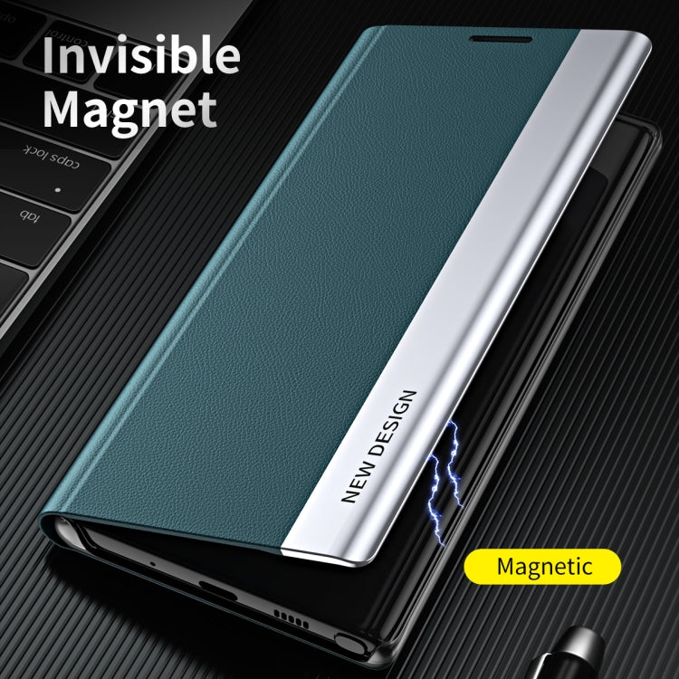 For iPhone 13 Pro Max Side Electroplated Magnetic Ultra-Thin Horizontal Flip Leather Case with Holder (Black) - Apple Accessories by buy2fix | Online Shopping UK | buy2fix