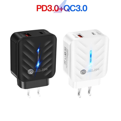 PD03 20W PD3.0 + QC3.0 USB Charger with Type-C to Type-C Data Cable, US Plug(White) - Mobile Accessories by buy2fix | Online Shopping UK | buy2fix