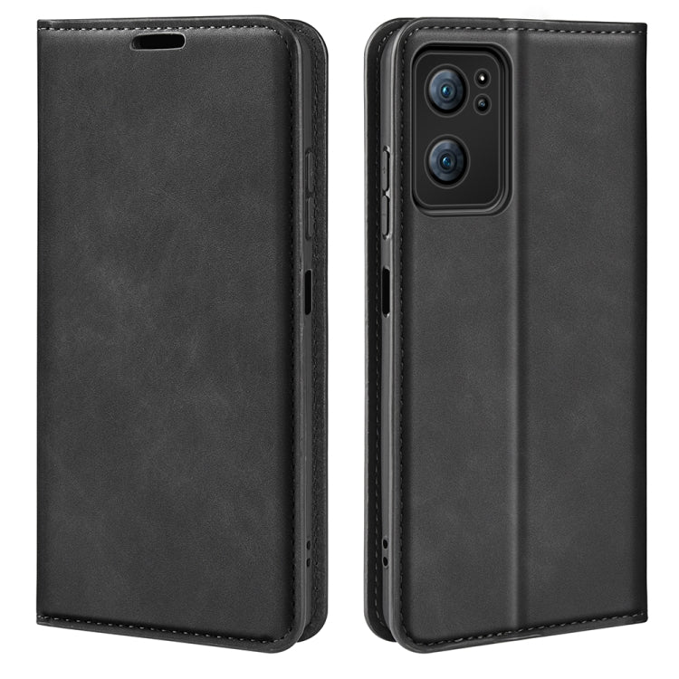 For OPPO Reno 7 5G Retro-skin Magnetic Suction Leather Phone Case(Black) - OPPO & vivo Accessories by buy2fix | Online Shopping UK | buy2fix