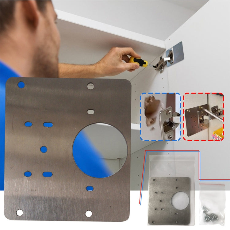 Hinge Repair Plate Cabinet Stainless Steel Hinge Repair Plate - Home & Garden by buy2fix | Online Shopping UK | buy2fix