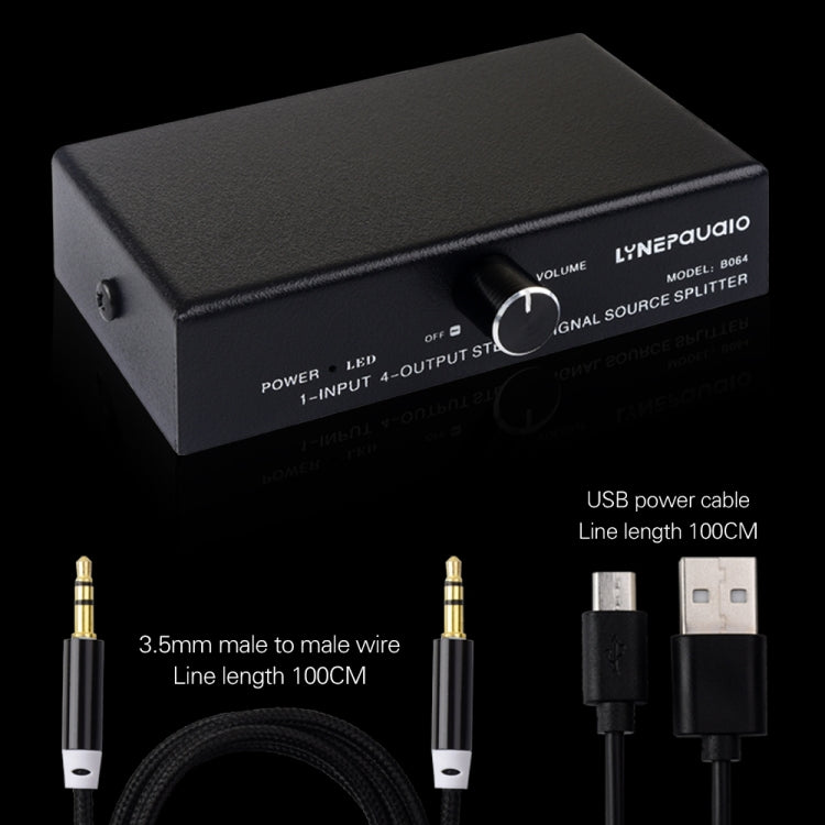 1 In 4 Out Audio Frequency Signal Splitter Distribute Device, Non Consumption, 3.5mm Interface Output - Consumer Electronics by buy2fix | Online Shopping UK | buy2fix