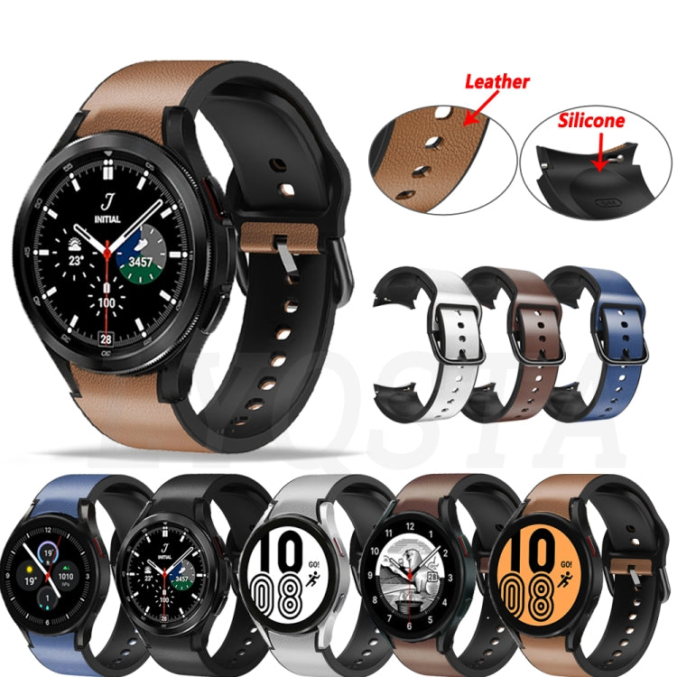 For Samsung Galaxy Watch 4 40mm 20mm Silicone Pasted Leather Watch Band(Dark Brown) - Smart Wear by buy2fix | Online Shopping UK | buy2fix