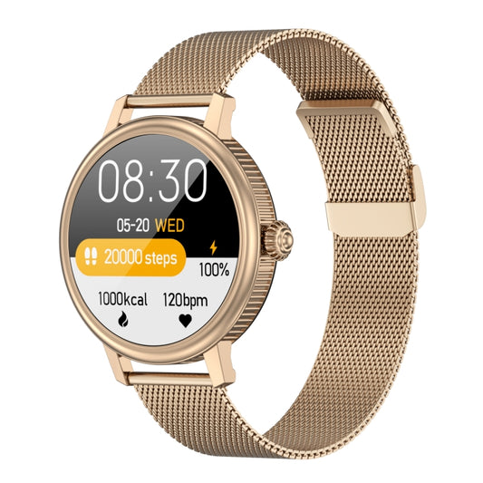 CF90 1.19 inch Steel Watchband Color Screen Smart Watch(Gold) - Smart Wear by buy2fix | Online Shopping UK | buy2fix