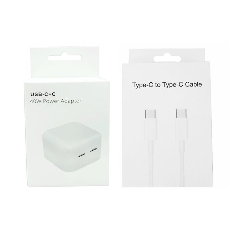 SDC-40W Dual PD USB-C / Type-C Ports Charger with 1m Type-C to Type-C Data Cable, UK Plug - Mobile Accessories by buy2fix | Online Shopping UK | buy2fix